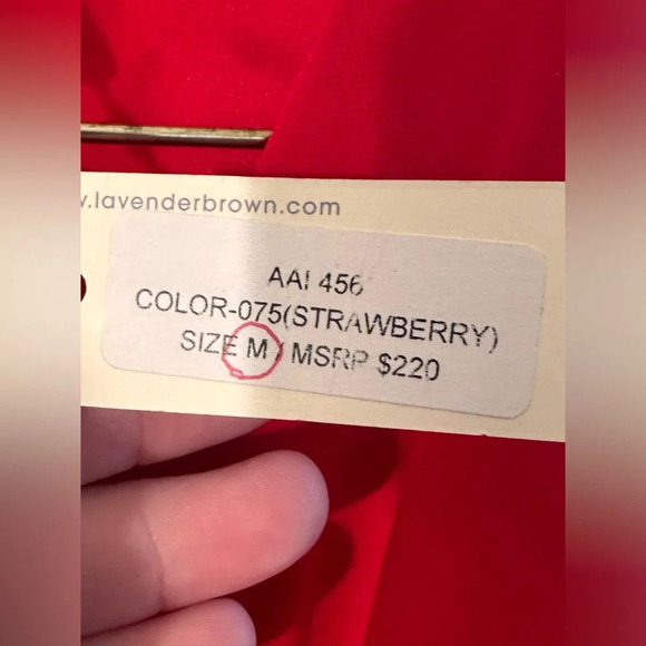 LAVENDER BROWN Med 100% Silk RED Faux Wrap Long Sleeve Midi Holiday Party Xmas - Picture 3 of 13